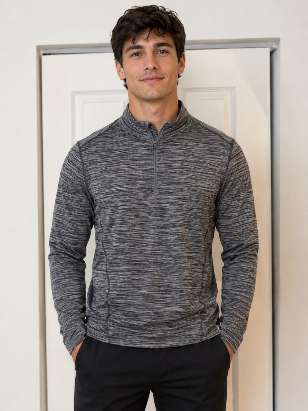 RBX Gray Quarter Zip Athletic Pullover Top Medium